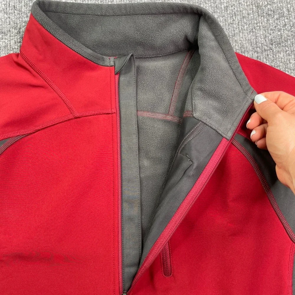 The North Face Pullover Men's M Red Grey FlashDry 1/4 Zip